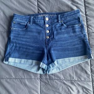 American Eagle dark wash midi shorts
